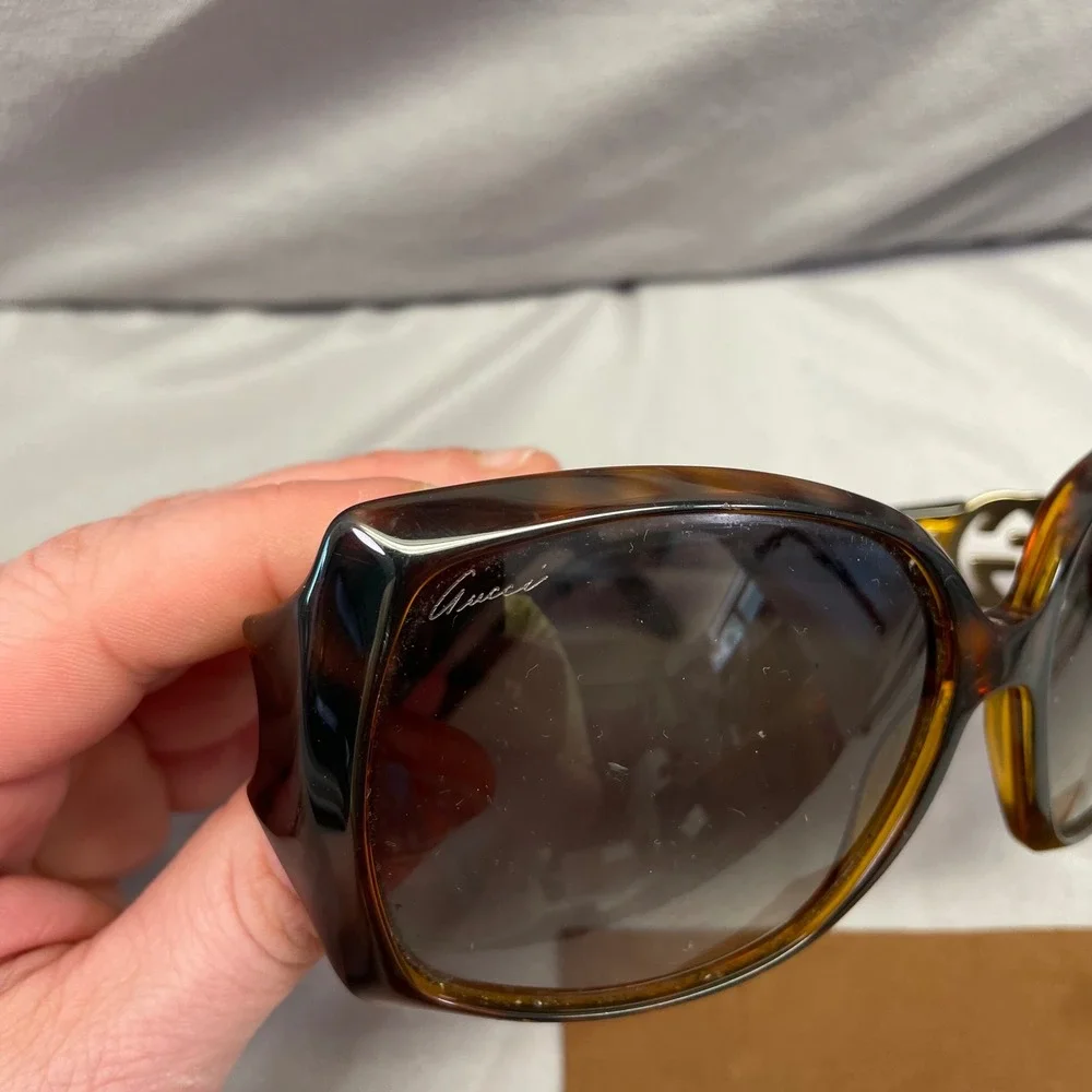 Gucci GG 3503/S Tortoise Shell Oversized Sunglasses Gold Interlocking GG Logo